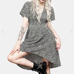 NWT DISTURBIA Pippi Hi Low Midi Asymmetrical Pattern Dress Goth Witch
